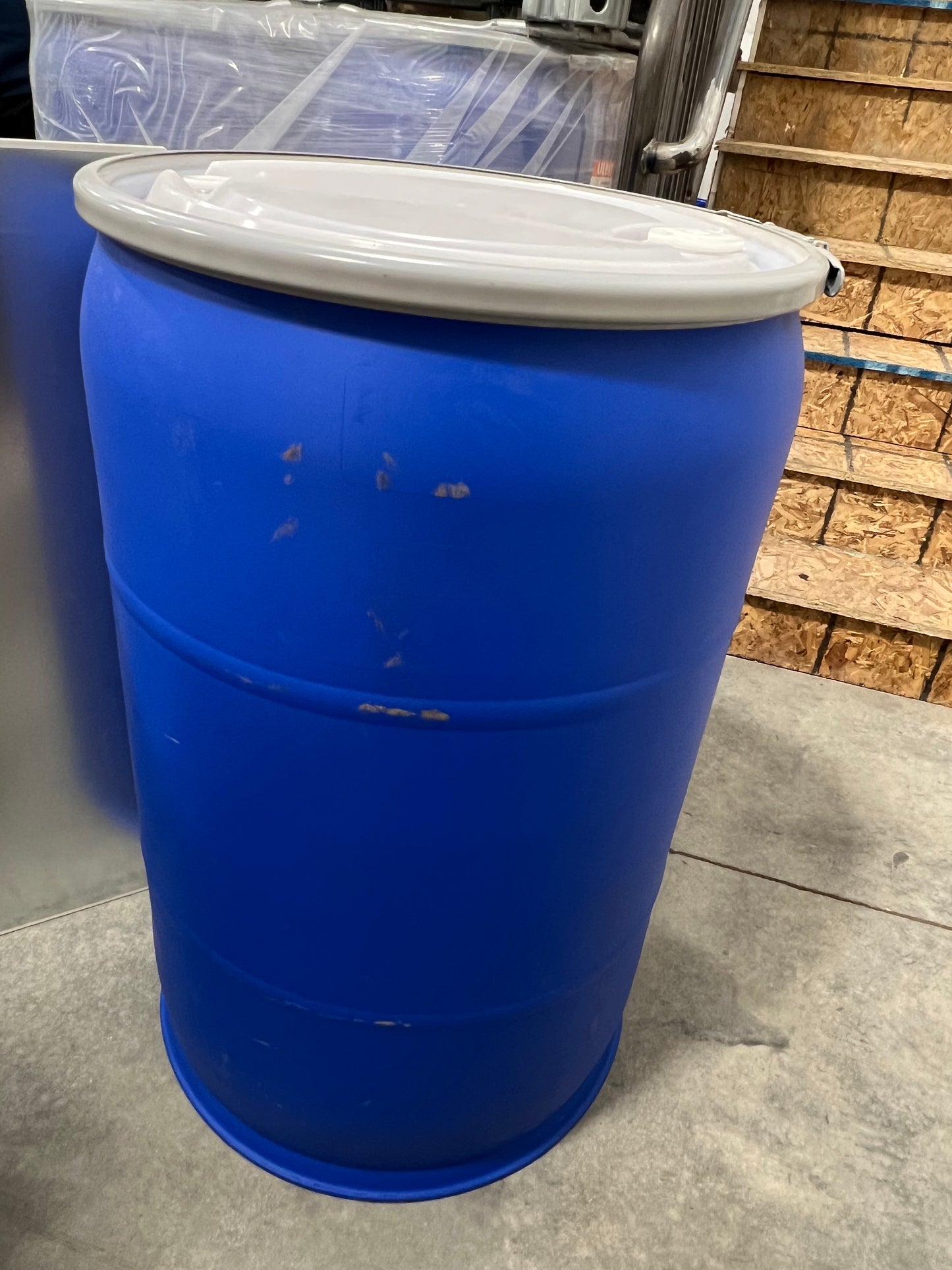 55Gal NEW Open Top Plastic Drum-Blue